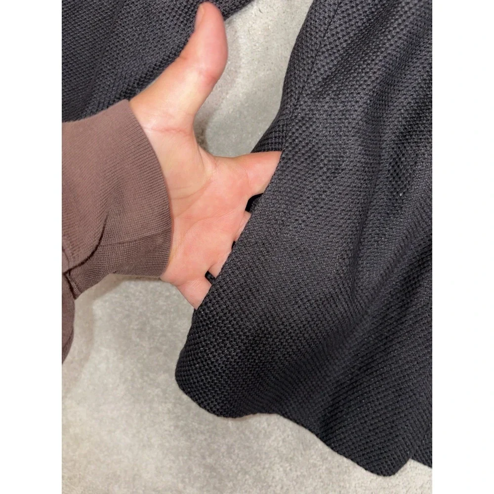 eileen fisher XL textured blazer cardigan‎ black linen cotton Waterfall Drape